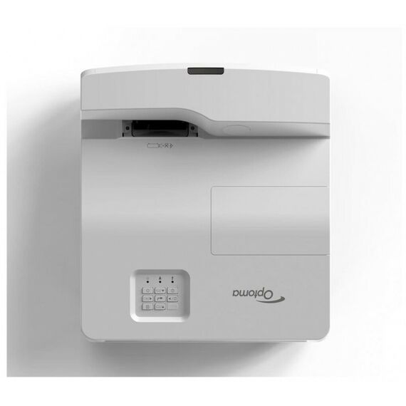 Проекторы: Проектор Optoma W340UST DLP, WXGA 1280x800, 4000Lm, 22000:1, 2xHDMI, MHL, USB, LAN, 1x16W speaker, 3D Ready, lamp 15000hrs, ultra short-throw, White, 4.87 кг [E1P1A1FWE1Z2] фотографии