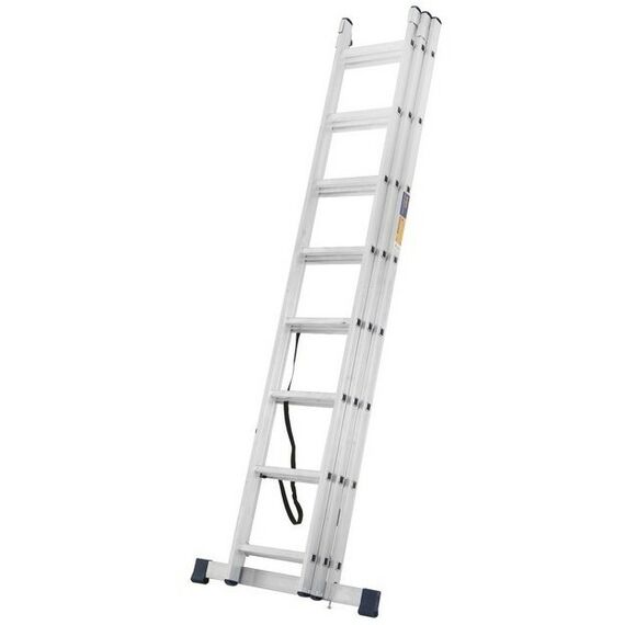 Стремянки и лестницы: Лестница TUNDRA 8 ступеней трехсекционная, алюминиевая фотографии