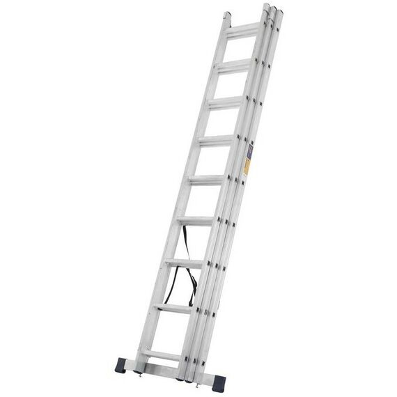 Стремянки и лестницы: Лестница TUNDRA 9 ступеней трехсекционная, алюминиевая фотографии