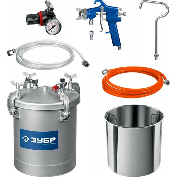 Пневмокраскопульты: Красконагнетательный бак с краскораспылителем Зубр Профессионал KNB-10 10 л [06464] фотографии