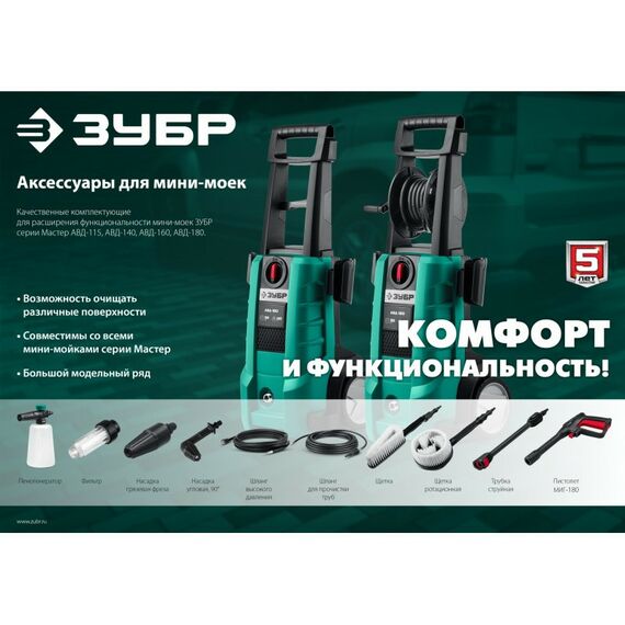 Принадлежности к мойкам: Шланг высокого давления Зубр 15 м для пистолета МИГ-180 [70411-180-15] фотографии