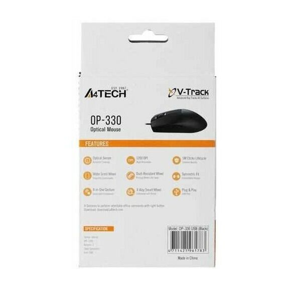 Мыши: Мышь A4-Tech OP-330 Black USB 3btn+Roll RTL фотографии