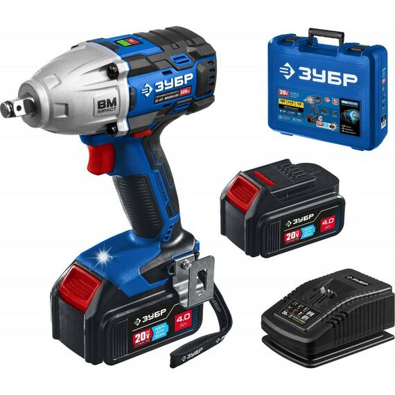 Винтоверты: Бесщеточный гайковерт Зубр Профессионал GB-500-42 Т7, 20 В, 500 Н·м, 2 АКБ (4 А·ч), кейс фотографии