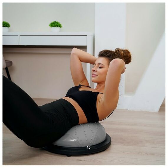 Фитнес оборудование: Полусфера BOSU гимнастическая массажная  46 х 20 см с насосом, цвет серый фотографии