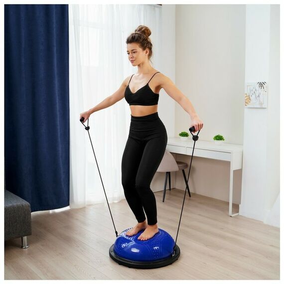 Фитнес оборудование: Полусфера BOSU гимнастическая массажная  55 х 25 см с насосом, цвет синий фотографии