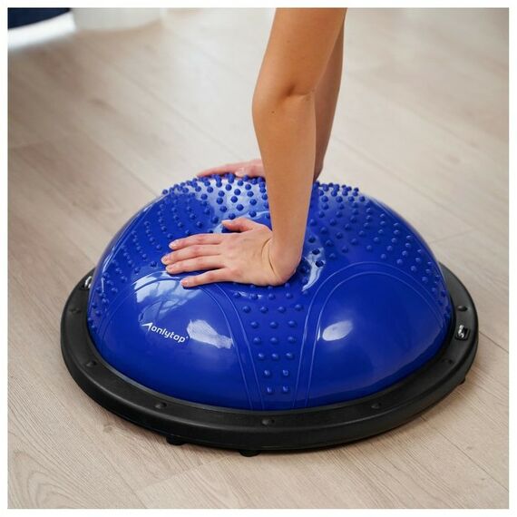 Фитнес оборудование: Полусфера BOSU гимнастическая массажная  55 х 25 см с насосом, цвет синий фотографии