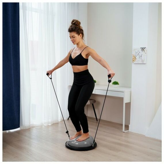 Фитнес оборудование: Полусфера BOSU гимнастическая  46 х 20 см с насосом, цвет серый фотографии