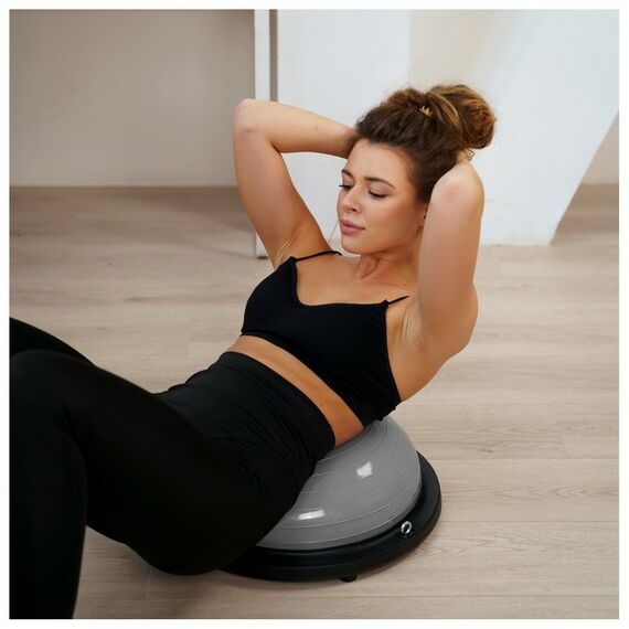 Фитнес оборудование: Полусфера BOSU гимнастическая  46 х 20 см с насосом, цвет серый фотографии