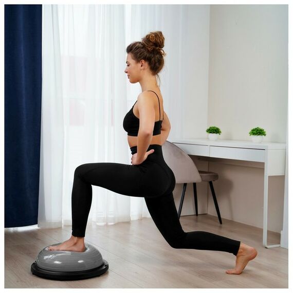 Фитнес оборудование: Полусфера BOSU гимнастическая  46 х 20 см с насосом, цвет серый фотографии