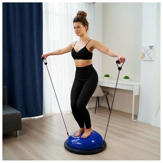 Фитнес оборудование: Полусфера BOSU гимнастическая  55 х 25 см с насосом, цвет синий фотографии