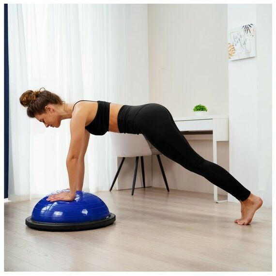 Фитнес оборудование: Полусфера BOSU гимнастическая  55 х 25 см с насосом, цвет синий фотографии