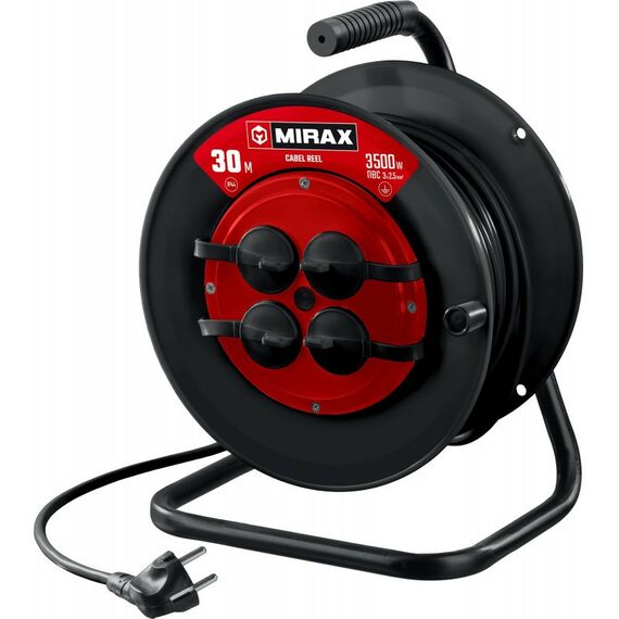 Удлинители электрические: Силовой удлинитель на катушке MIRAX ПВС 3х2.5 30м 3500Вт IP44 [55051-30] фотографии