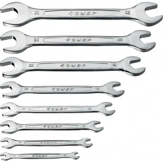 Наборы инструментов и ключи: Набор рожковых гаечных ключей Зубр Профессионал 8 шт, 6 - 24 мм [27011-H8] фотографии