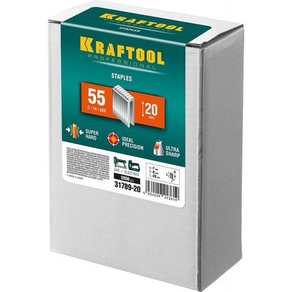 Скобы для степлера: Скобы для степлера KRAFTOOL 20 мм тип 18GA (55 / 90 / C), 5000 шт [31789-20] фотографии