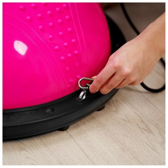 Фитнес оборудование: Полусфера BOSU гимнастическая ONLYTOP 55х25 см массажная, с насосом, цвет розовый фотографии