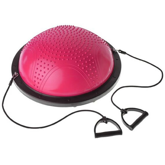 Фитнес оборудование: Полусфера BOSU гимнастическая ONLYTOP 55х25 см массажная, с насосом, цвет розовый фотографии