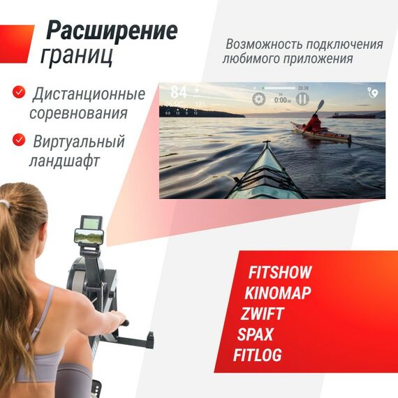 Гребные тренажеры: Гребной тренажер UNIXFIT Air Rower-X Black фотографии