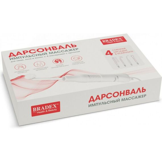 Уход за кожей: Дарсонваль импульсный Bradex KZ 1174 массажер для лица, тела и волос с 4 насадками с Аргоном, белый фотографии