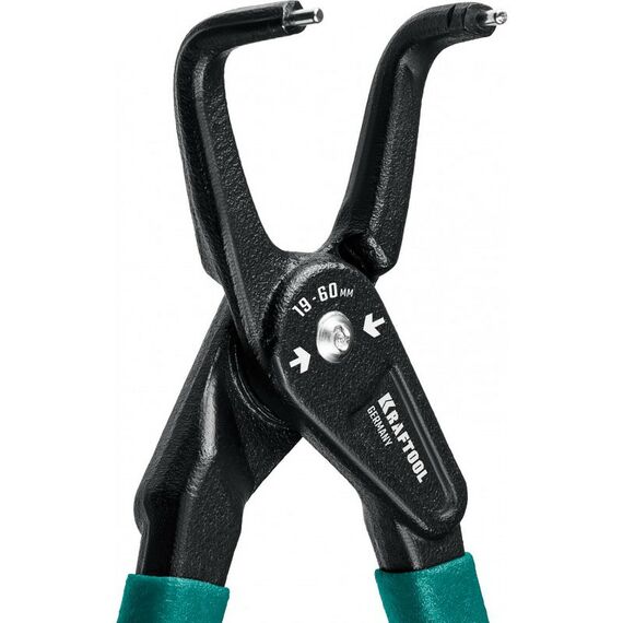 Демонтажный инструмент: Съемник стопорных колец KRAFTOOL 180 мм изогнутые губки, внутренний [22812-2] фотографии