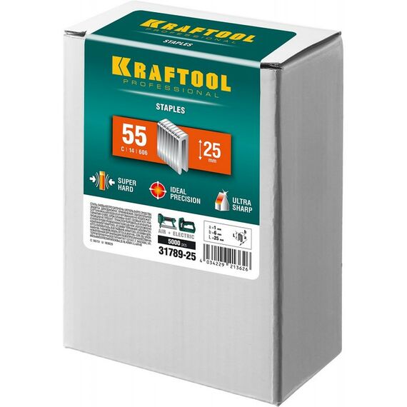Скобы для степлера: Скобы для степлера KRAFTOOL 25 мм тип 18GA (55 / 90 / C), 5000 шт [31789-25] фотографии