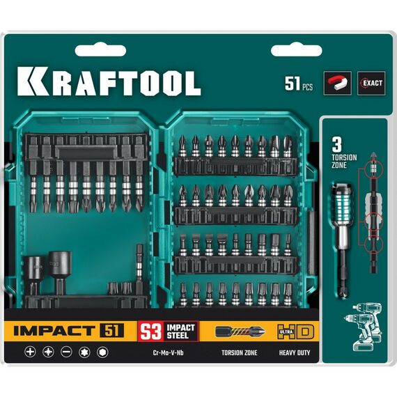 Наборы оснастки: Набор ударных бит KRAFTOOL IMPACT-51 51 шт [26066-H51] фотографии