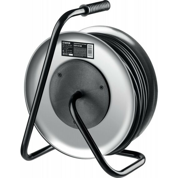Удлинители электрические: Силовой удлинитель на стальной катушке STAYER PRO 325 КГ 3х2.5 50м 4000Вт IP44 [55076-50] фотографии