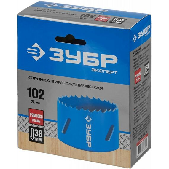 Буры, пики, коронки, сверла: Биметаллическая коронка Зубр 102 мм сталь Р6М5 [29531-102] фотографии