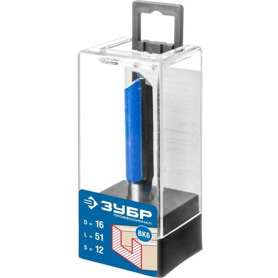 Принадлежности для фрезерных станков: Фреза пазовая прямая Зубр 16x51мм хвостовик 12мм, удлиненная [28754-16-51] фотографии