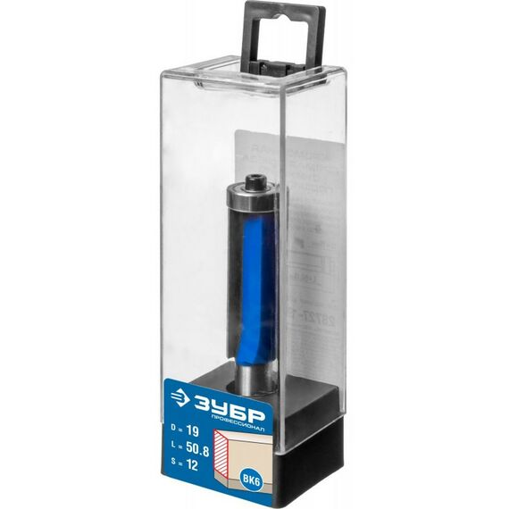 Принадлежности для фрезерных станков: Фреза кромочная с нижним подшипником Зубр 19x50.8мм хвостовик 12мм [28727-19-50.8-12] фотографии