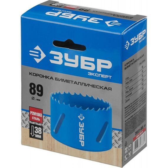 Буры, пики, коронки, сверла: Биметаллическая коронка Зубр 89 мм сталь Р6М5 [29531-089] фотографии
