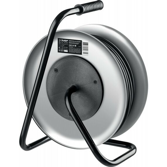 Удлинители электрические: Силовой удлинитель на стальной катушке Зубр КГ 325 КГ 3х2.5 30м 4000Вт IP44 [55079-30] фотографии