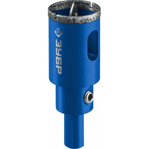 Буры, пики, коронки, сверла: Алмазная коронка Зубр Профессионал АГК d 45 мм центр. сверло, трехгр. хвост, Р60 [29850-45] фотографии