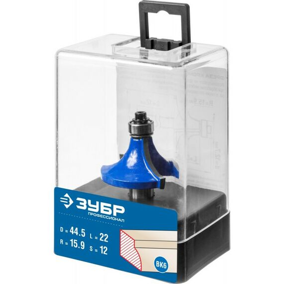 Принадлежности для фрезерных станков: Фреза кромочная калевочная Зубр №1 44.5x22мм радиус 16мм [28701-44.5] фотографии