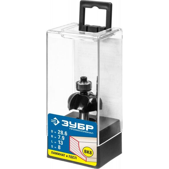 Принадлежности для фрезерных станков: Фреза кромочная калевочная Зубр №2 28.6x13мм радиус 7.9мм [28785-28.6] фотографии