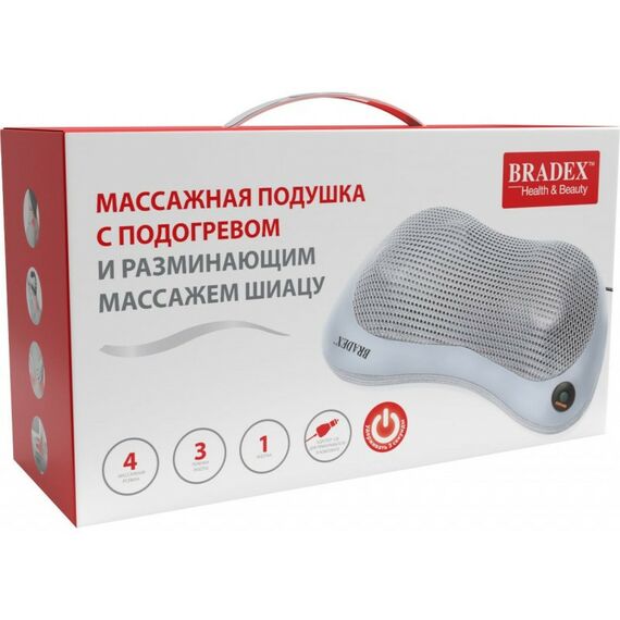 Массажеры: Массажная подушка Bradex KZ 0564 с подогревом и разминающим массажем Шиацу, серая фотографии