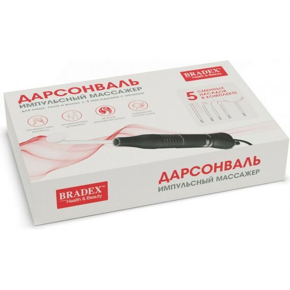 Уход за кожей: Дарсонваль Bradex KZ 1175 импульсный массажер для тела, лица и волос с 5 насадками с Неоном, черный фотографии