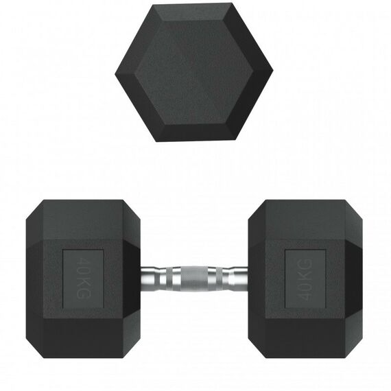 Гантели: Гантель гексагональная UNIXFIT 40 кг обрезиненная, пара фотографии