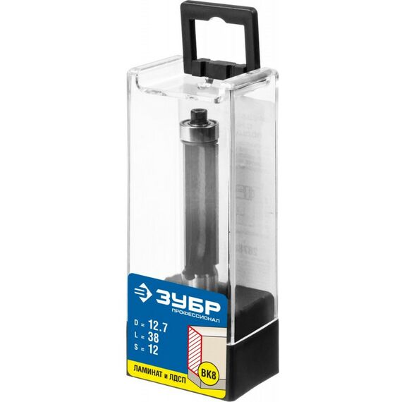 Принадлежности для фрезерных станков: Фреза кромочная с нижним подшипником Зубр 12.7x38мм хвостовик 12мм [28783-12.7-38-12] фотографии
