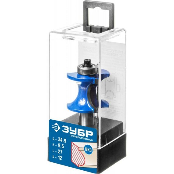 Принадлежности для фрезерных станков: Фреза полустержневая с подшипником Зубр 34.9x29мм радиус 9.5мм [28722-34.9] фотографии