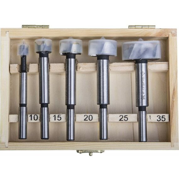 Буры, пики, коронки, сверла: Набор сверл форстнера Зубр 5 шт 10-15-20-25-35мм, по дереву, фанере, ДСП [2994-H5] фотографии