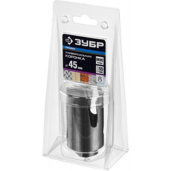 Буры, пики, коронки, сверла: Коронка с твердосплавными резцами Зубр Профессионал ПРОУНИВЕРСАЛ 45 мм [29514-45] фотографии
