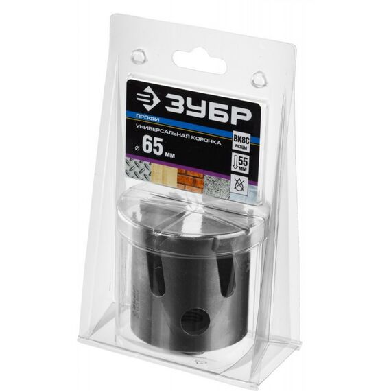 Буры, пики, коронки, сверла: Коронка с твердосплавными резцами Зубр Профессионал ПРОУНИВЕРСАЛ 65 мм [29514-65] фотографии