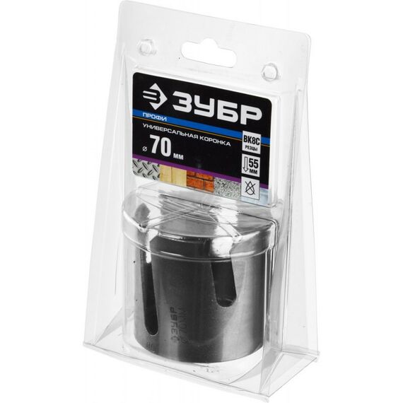 Буры, пики, коронки, сверла: Коронка с твердосплавными резцами Зубр Профессионал ПРОУНИВЕРСАЛ 70 мм [29514-70] фотографии
