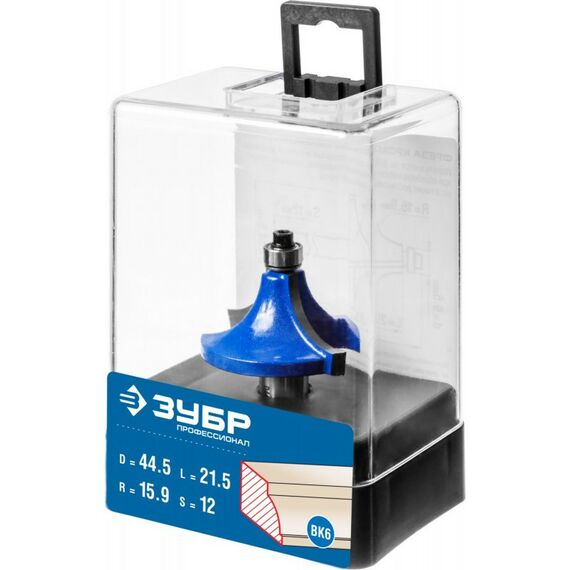 Принадлежности для фрезерных станков: Кромочная калевочная фреза Зубр Профессионал №1 44.5x21.5 мм радиус 15.9 мм [28700-44.5] фотографии