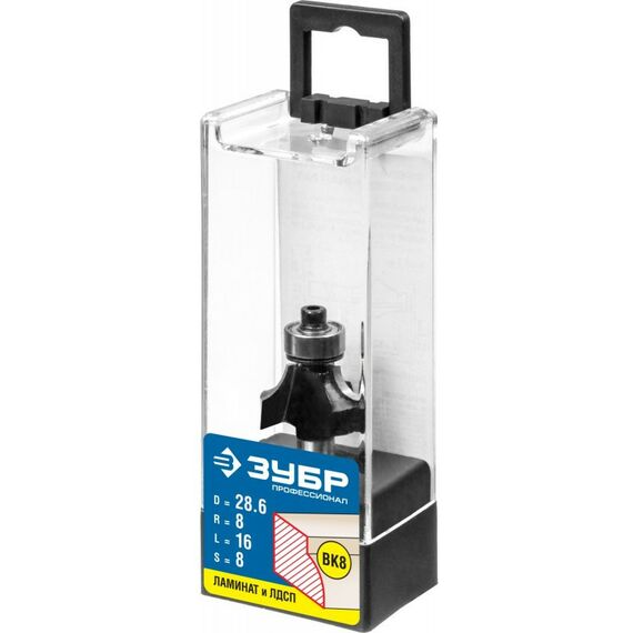 Принадлежности для фрезерных станков: Фреза кромочная калевочная Зубр №1 28.6x16мм радиус 8мм [28784-28.6] фотографии