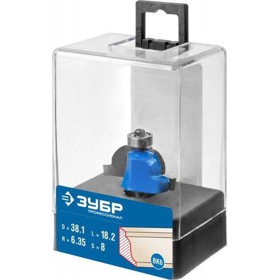 Принадлежности для фрезерных станков: Фреза кромочная калевочная Зубр №6 38.1x18мм радиус 6.3мм [28707-38.1] фотографии