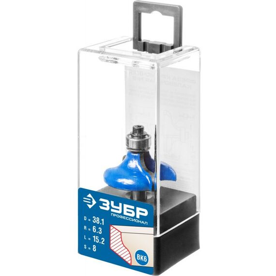 Принадлежности для фрезерных станков: Фреза кромочная калевочная Зубр №8 38.1x15мм радиус 6.3мм [28710-38.1] фотографии