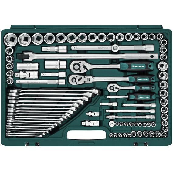 Наборы инструментов и ключи: Универсальный набор инструмента KRAFTOOL EXTREM-142 142 предмета, 1/2"+3/8"+1/4" [27889-H142] фотографии