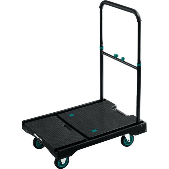 Тележки: Платформенная тележка KRAFTOOL до 150 кг платформа 68.0 х 49.5см, складная рукоятка, складные колёса d10см, вес 9.3кг [38780-150] фотографии