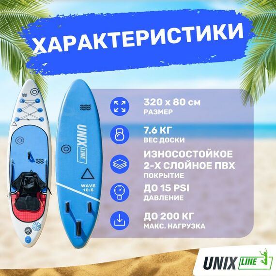 SUP-серфинг: SUP-борд UNIX line Deep Sea (320 cm) + сиденье фотографии